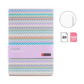 Miquelrius - Notebook A5 (146 x 214 mm), White Polka Dot Inside, 80 Sheets of 100 g/m², Fabric Lined Cardboard, Visible Spine, Feeling Mallorca, Zigzag Collection