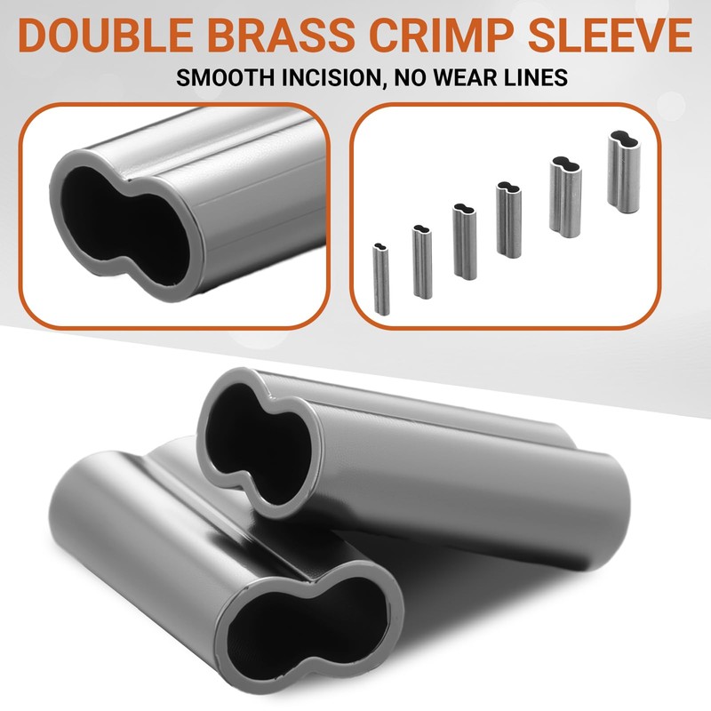 Therwen 500 Pcs Mini Double Barrel Copper Sleeves 6 Different