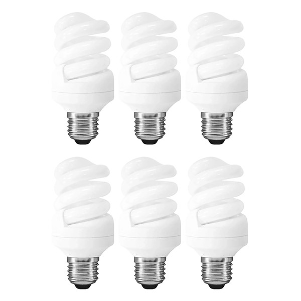 6X Lampwise15W (69W) CFL Spiral ES E27 Warm White 2700K