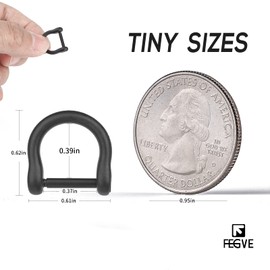 FEGVE Small Titanium Key Ring with Screw Shackle - Car Fob Keychain Heavy Duty Strong Mini Titanium D Rings -1/3 Inch/9mm (Black 2 Pack)