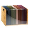 Sbanmao Clear Acrylic File Box Organizer, Bamboo Hanging Folder Storage