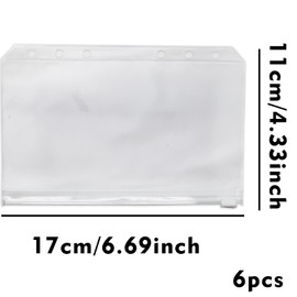 6 Pcs A6 Plastic Zipper Budget Binder Pockets,A6 Size 6Hole Plastic Binder Zipper Folders Waterproof Loose Leaf Bags Notebook Documents,Photo,Bills Organizer Money Cash Envelope Punch Wallet Organiser