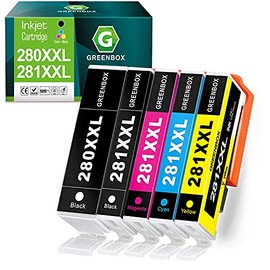 GREENBOX Compatible Ink Cartridges Replacement for Canon 280 281 PGI-280XXL CLI-281XXL PGI280 XXL CLI281XXL for Canon PIXMA TR7520 TR8520 TS6120 TS6220 TS8120 TS8220 TS9120 Printer Tray (5 Pack)
