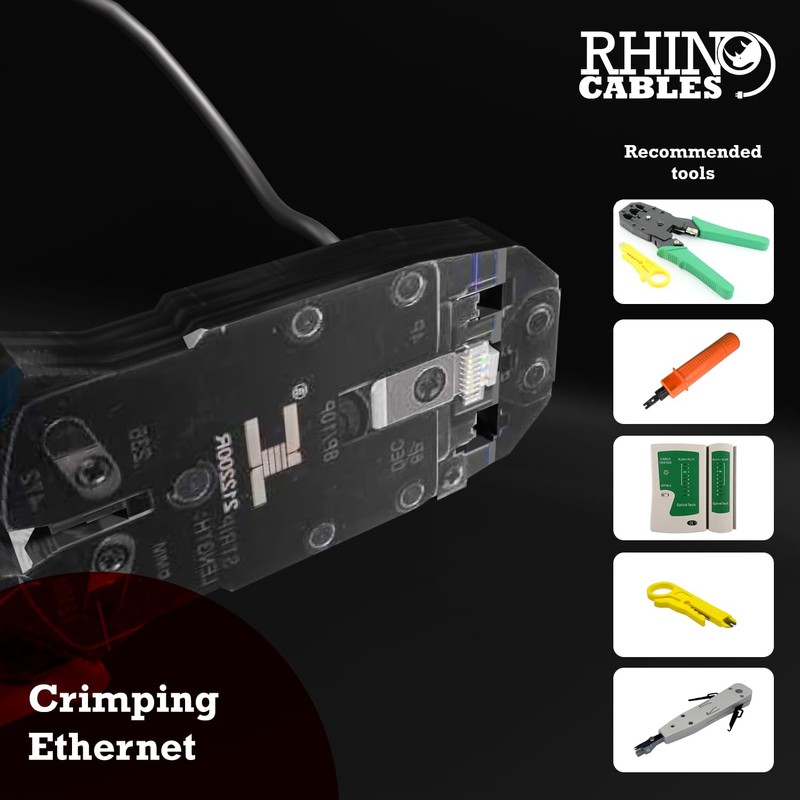 rhinocables RJ45 Connectors, Cat5e Connectors, Ethernet Plug Crimp Ends 8-Pin