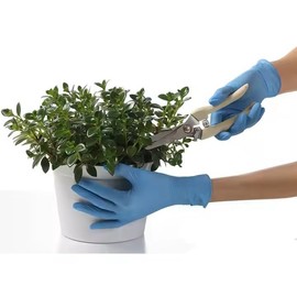 Nirvana Nest Blue Nitrile Gloves - Disposable Gloves, Home cleaning, Food Prep, Mechanic, Beauty Saloon, Hair Styling, Tattoo, Gardening, DIY, Blue Nitrile Gloves, Textured finger tips (Large)