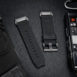 Torbollo Garmin Belt Canvas Garmin Band for Fēnix, Instinct, Tactix, Vivoactive/Approach/MARQ/Quatix/D2/Forerunner/Enduro Series Upgraded Connector Garmin Quick Fit ver 20/22/26mm, 26 mm