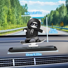 Esdallina Cool Skateboards Bear Car Dashboard Ornament Auto Decor Funny Sliding Bear