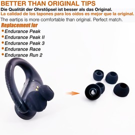 TENNMAK 12X Eartips Replacement for JBL Endurance Peak 3 / Peak II/Peak/Race/Run 2 Earbuds Earpad * 6 Pairs