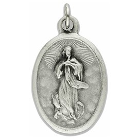 Assumption of the Blessed Virgin Mary Asunción de la Santísima Virgen María Silver Oxidized Medal Medalla con Enchape de Plata Blessed by His Holiness