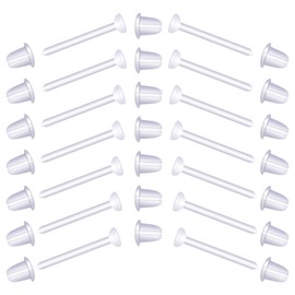LUTER 100 Pairs Clear Retainer Earrings - Invisible Plastic Transparent Post Earrings Protectors for Sports, Jewelry Making, Women, Men