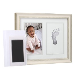 Lil Peach Baby Print's Keepsake Frame, Makes Perfect Nursery Décor, Creative Baby Gift, or Addition to Baby Registry, Silver