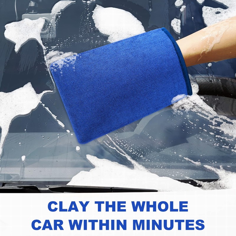 TOLDATLI Clay Mitt Auto Detailing 2 Pack, Fine Grade Microfiber