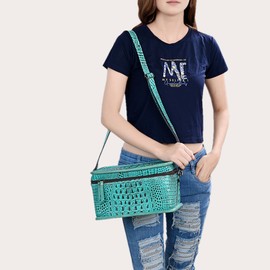 American Darling Western Travel Organizer Handcrafted from Croc Embossed Leather | Divided Interior & Crossbody Strap