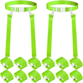Peryiter 2/12/24 Set Player Flag Football Belt, Adjustable Football Belts and Flags for Kids Youth Adult Sport Team Training(Fluorescent Green,24 Set)