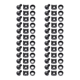 HMF 61024-Set of 24 Cage Nuts for 10 or 19 Inch Server Cabinet Network Cabinet, M6 Mounting Screws, Black