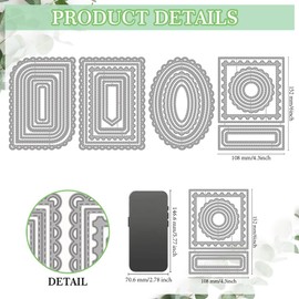 MAYJOYDIY Lace Frame Metal Cutting Dies Vintage Oval Lace Border Carbon Steel Die Cuts Various Shapes Frames Embossing Stencils Cutting Dies for DIY Paper Crafting Scrapbook Album Cards Decor