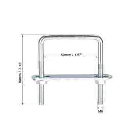 sourcing map Square U-Bolts 2"(50mm) Inner Width Carbon Steel M6 with Nuts, Frame Plate, Round Washers