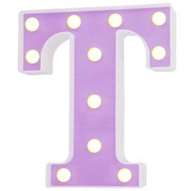 Pooqla LED Letter Lights, Purple Light Up Alphabet Sign, Colorful DIY Marquee Night Light with Warm White LED, Home Party Birthday Wedding Bar Decoration, Purple Letter T