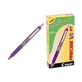 Pilot Precise V5 RT Retractable Rolling Ball Pens, Extra Fine Point, Purple Ink, Dozen Box -26066