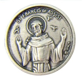 Religious Gifts Catholic 1 Inch Silver Tone Saint Francis of Assisi w Saint Anthony Pocket Token