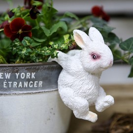 OwMell Garden Decor Statue Flower Pot Hugger, Outdoor Figurine Planter Hugger for Flowerpot, Patio, Balcony, Porch, Yard, Lawn Ornament Outdoor Decor Gifts Plant Decoration - Rabbit