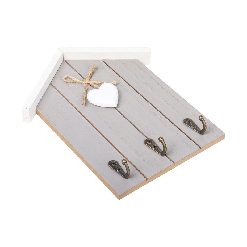 Nwvuop Wooden Key Holder with 3 Hooks, Wall Mounted Key