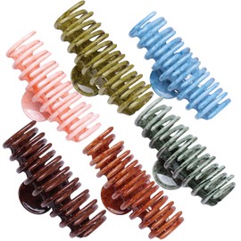 FHSVUD 6 Pcs Big Hair Claw Clips, Fashion Hair Accessories for Women and Girls, Non Slip Large Hair Clips for Thick Hair or Thin Hair (3.6Inch, Motley3)