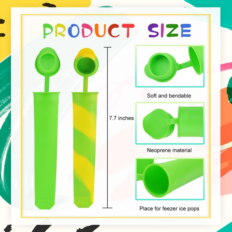 12 Pack Silicone Ice Pop Mold Reusable Silicone Popsicle Molds