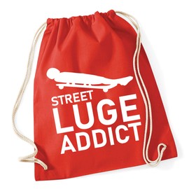 Hippowarehouse Street luge addict Drawstring Cotton School Gym Bag 37cm x 46cm, 12 litres