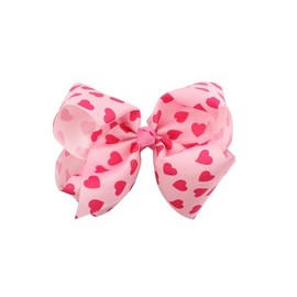 Valentine Cheer Bows Hearts Ponytail Holder Bowknot Valentine Hearts Hair Ring Tie Bow JHV20 (C2)