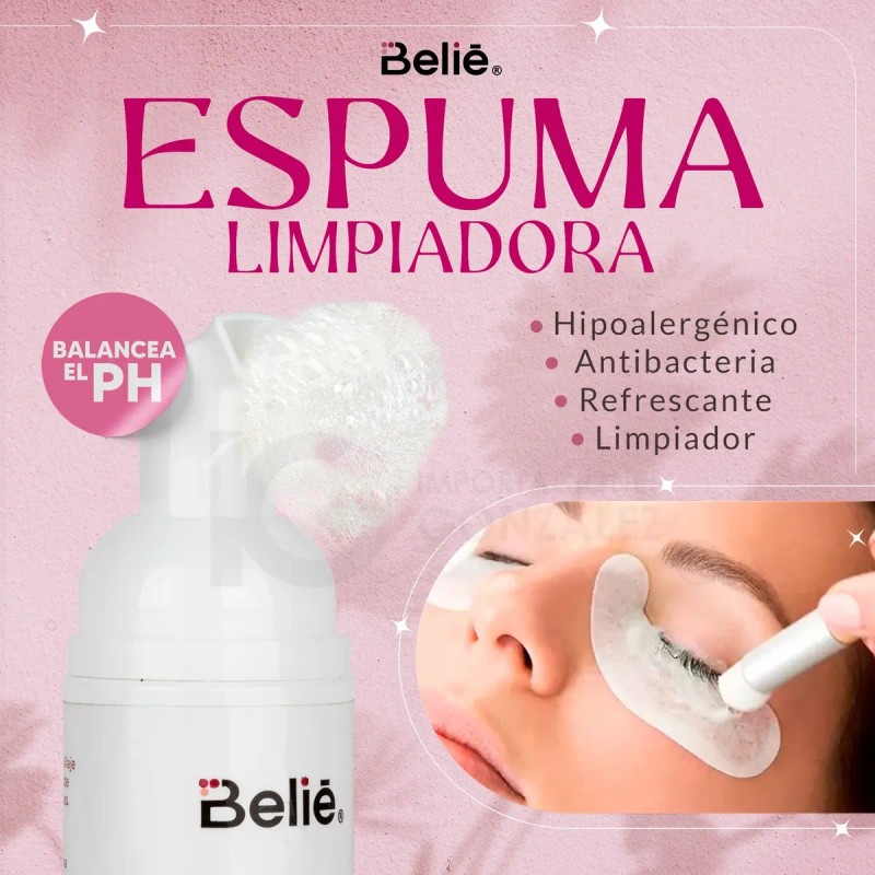 Kit Lash Shampoo Espuma Y Brocha Para Extensiones Pestañas