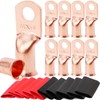 TKDMR 10pcs 2/0 AWG-3/8 Battery Lugs,Heavy Duty Wire Lugs,Ring Terminals,Battery