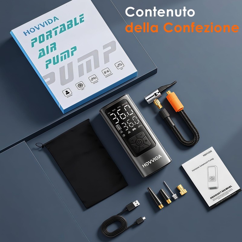 HOVVIDA Compressore Aria Portatile, Compressore Portatile, Compressore Portatile Moto, 150