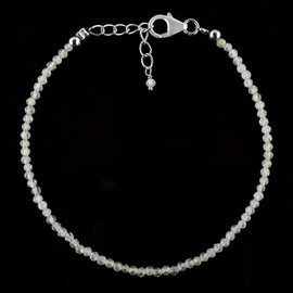 Prehnit -Armband für Frauen, natürliche Edelsteinperlen, Geburtsstein, zierliche handgefertigte Schmuck, Chakra Energy Healing Crystals, 925 Sterling Silber -Kette 8 Zoll