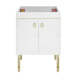 Swiss Madison Well Made Forever Lumiere 24 Freestanding, Bathroom Vanity in Glossy White and Gold Cabinet Only