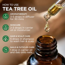 100% Pure Tea Tree Essential Oil - 4 Fl Oz - Tea Tree Oil for Hair, Skin, Diffuser, Aromatherapy & DIY Candle Making Scent