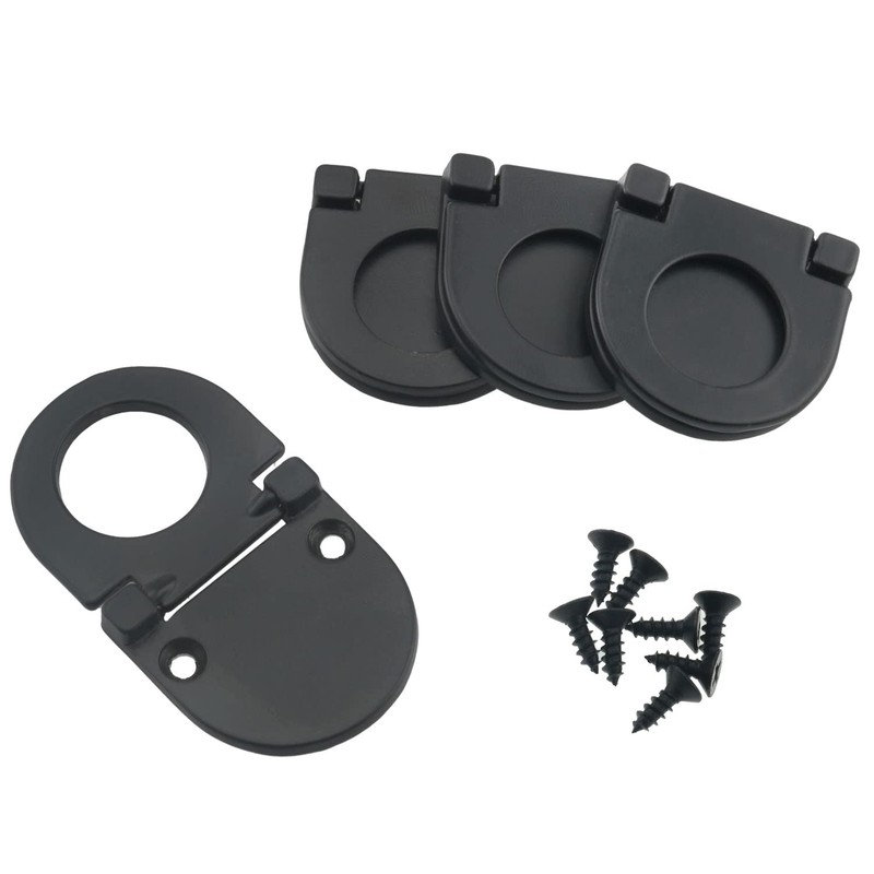 CHENJIN Flush Ring Pull 4Pcs Black Modern Flush Ring Pull