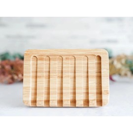 Unbranded Self Draining Bamboo Soap Dish / Waterfall Soap Dish