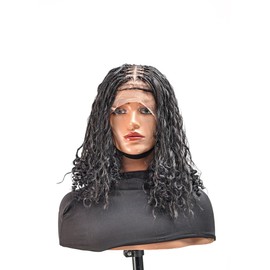 Full Lace Short Boho Braided Wig - Glueless Boho Braided Wig - 13 Inches (Black)