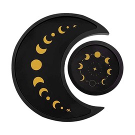 CAXUSD Wooden Moon and Tray Rustic Multi-functional Organizer for Jewelry and Crystal Display Unique Pine Wood Design for Home Easy to Clean and Maintain