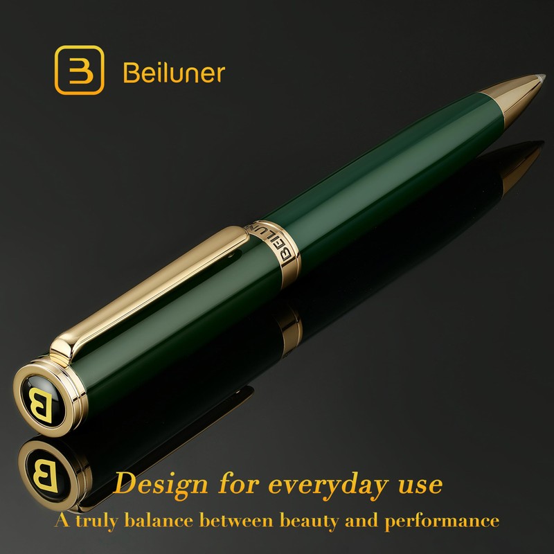 BEILUNER Luxury Gel Pen with 24K Gold Finish, Green Piano