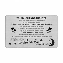 Fetiger Granddaughter Gifts from Grandma - I Love You To The Moon And Back - Proud Granddaughter Wallet Card from Grandparents, I Love My Granddaughter Gifts