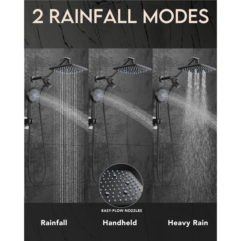 Veken High Pressure Rain Shower Head Combo with Extension Arm-