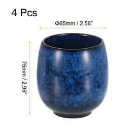 QUARKZMAN 4 Stück chinesische Keramik-Teetassen 5,75 Unzen Traditionelles Gong Fu Tee-Set Keramik Mate Teetasse Japanische Griffelose kleine Kaffeetasse für Mate-Tee Kaffee, Dunkelblau