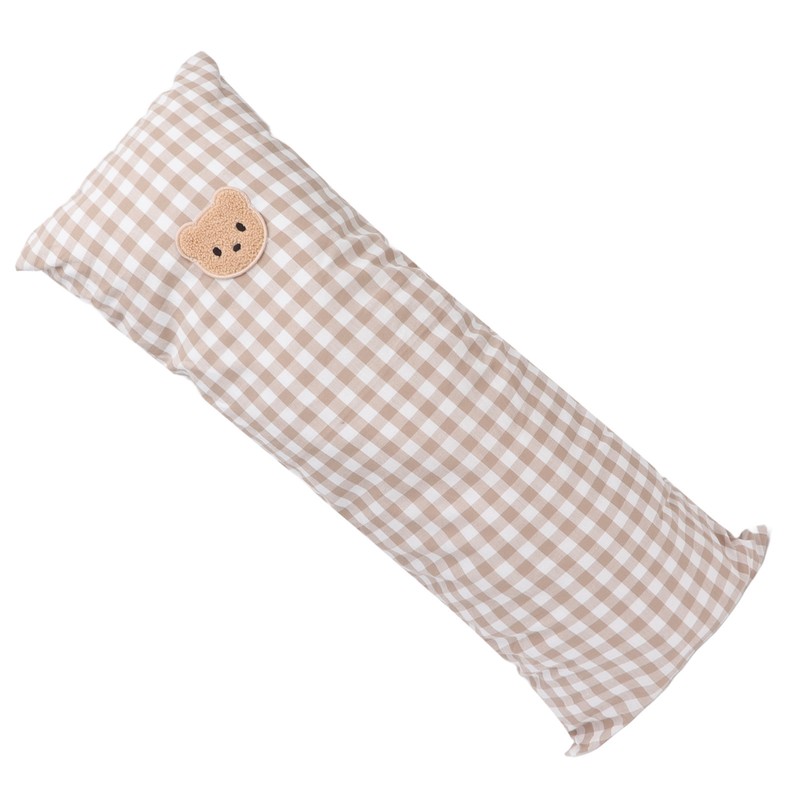 Cotton Baby Side Sleep Pillow Cute Plaid Bear Embroidery Pattern