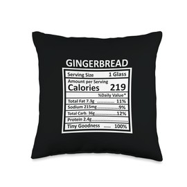 Nutritional Facts Labels Thanksgiving Gifts Store Thanksgiving Christmas Funny Gingerbread Nutrition Facts Throw Pillow, 16x16, Multicolor