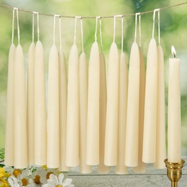 30 Pack Beeswax Taper Candles in Bulk 8 inch Tall - All Natural White Beeswax Candle Sticks,100% Pure Unscented Bee Wax Candle for Home, Dripless, 8 Hours Long Burning Time