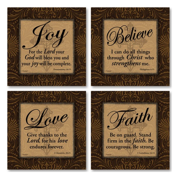 Love Faith Joy Believe Religious Bible Prints by Todd Williams; 4-12x12" Unframed Paper Posters