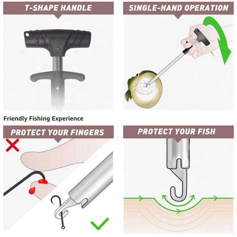 Portable Fishing Hook Remover Tools T-Shape Aluminum Extractor Squeeze-Out Fish
