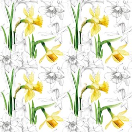 Anniversary House Tiflair Luxury Spring Napkins, Spring Daffodil Design, Thick and Strong Lunch Napkins, 3-Ply, Spring Decorations, Multicolor PJ384020